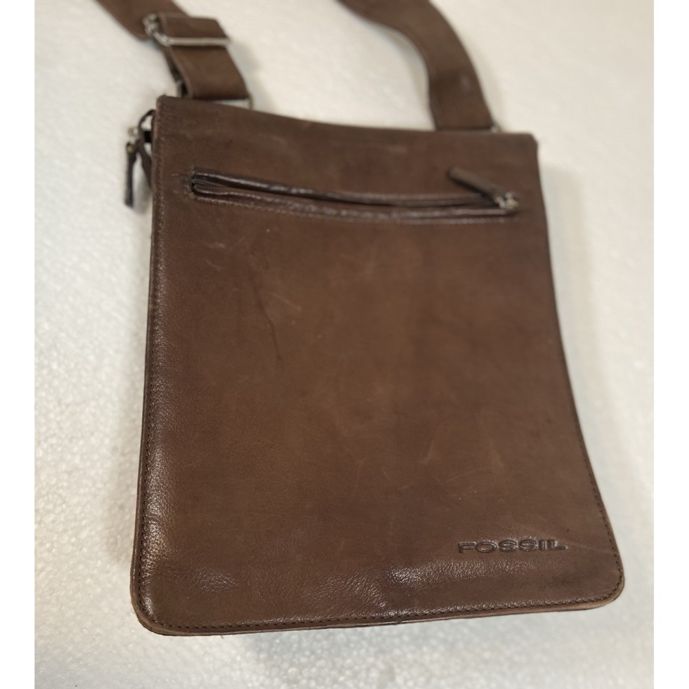 Vintage FOSSIL Brown Genuine Leather Crossbody Purse Handbag, Pre-Owned - Picture 9 of 17